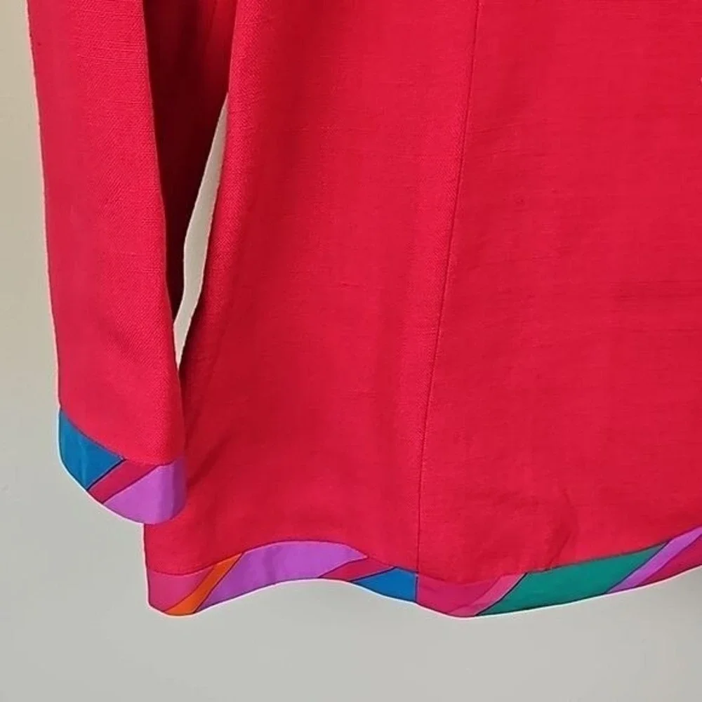 Vintage Anne Crimmins‎ for UMI Hot Pink Bold Stripes Jacket Skirt Suit Size 8